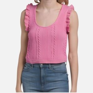 Zara Frilled Knit Sleeveless Top Size L Pit 17